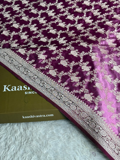 Onion pink with brown colour premium Banarasi Mashru katan silk saree MK285