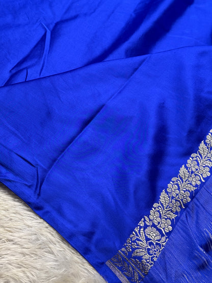 Royal blue color premium Banarasi Mashru katan silk saree MK247