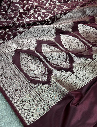 Coffee brown color premium Banarasi Mashru katan silk saree MK265