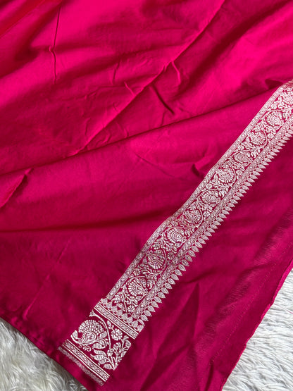 Hot pink colour Premium Banarasi Mashru katan silk saree MK251