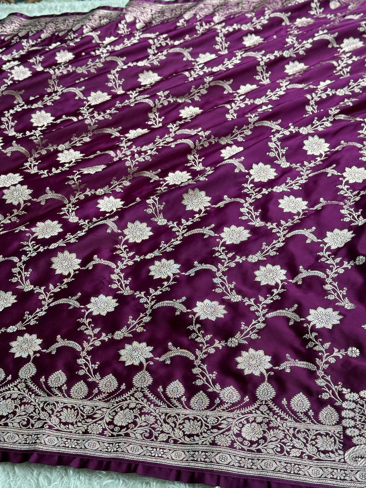 Majanta colour premium Banarasi Mashru katan silk saree MK327