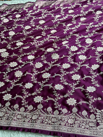 Majanta colour premium Banarasi Mashru katan silk saree MK327