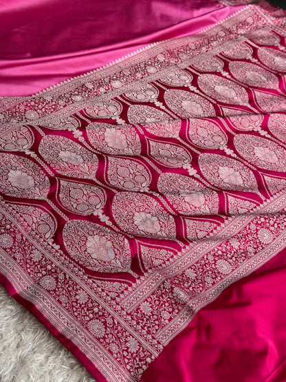Light pink and Rani pink colour premium Banarasi Mashru katan silk saree MK284