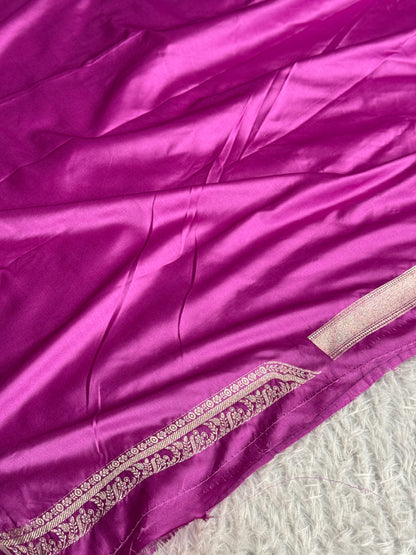Lavender colour premium Banarasi Mashru katan silk saree MK315
