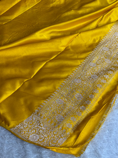 Grey with gold colour premium Banarasi Mashru katan silk saree MK248