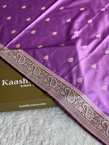 Onion pink with brown colour premium Banarasi Mashru katan silk saree MK304