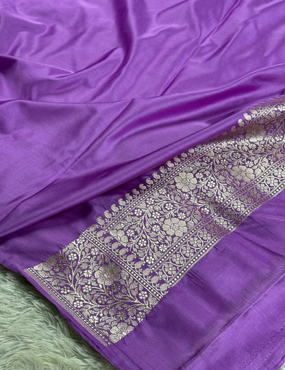 Lavender color premium Banarasi tanchui Mashru katan silk saree MK261
