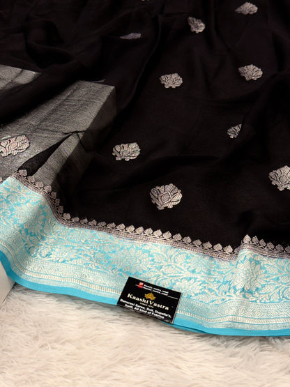 Banarasi hand woven khaddi chiffon silk saree