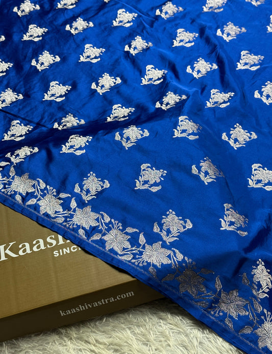 Royal blue colour premium Banarasi Mashru katan silk saree