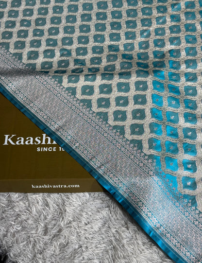 Sky blue colour premium Banarasi Mashru katan silk saree MK278