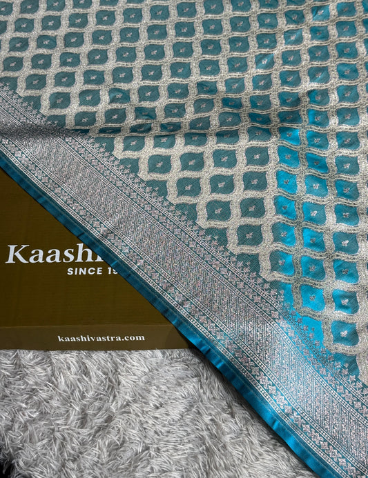 Sky blue colour premium Banarasi Mashru katan silk saree MK278