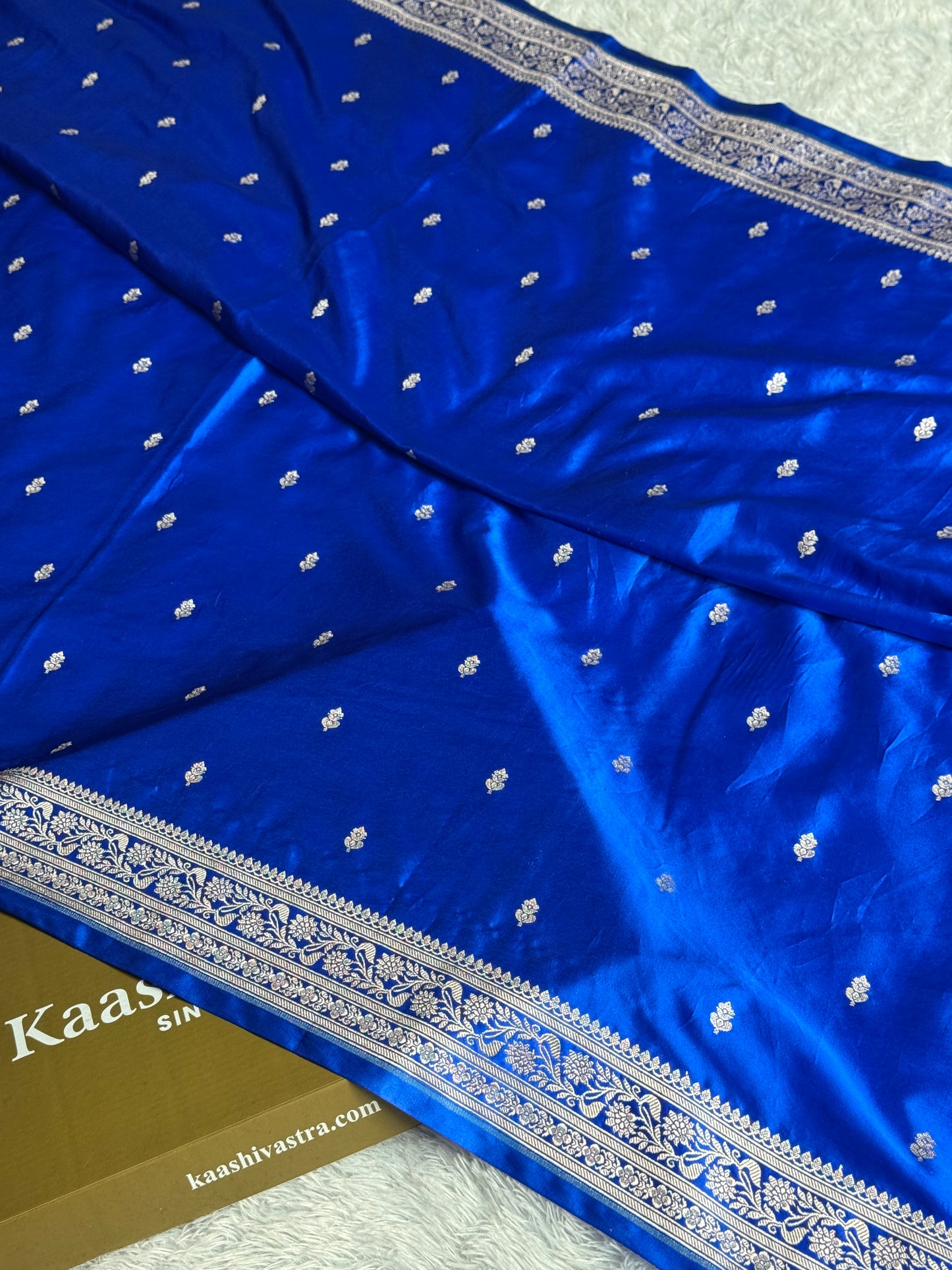 Royal blue colour premium banarasi mashru Katan silk saree MK271