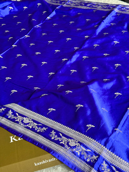 Royal blue premium Banarasi Mashru katan silk saree MK225