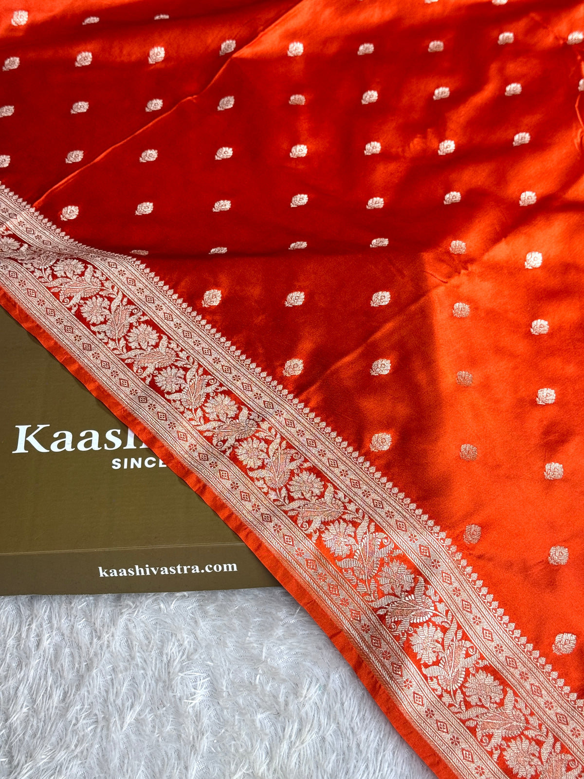 Orange colour premium Banarasi Mashru katan silk saree MK291