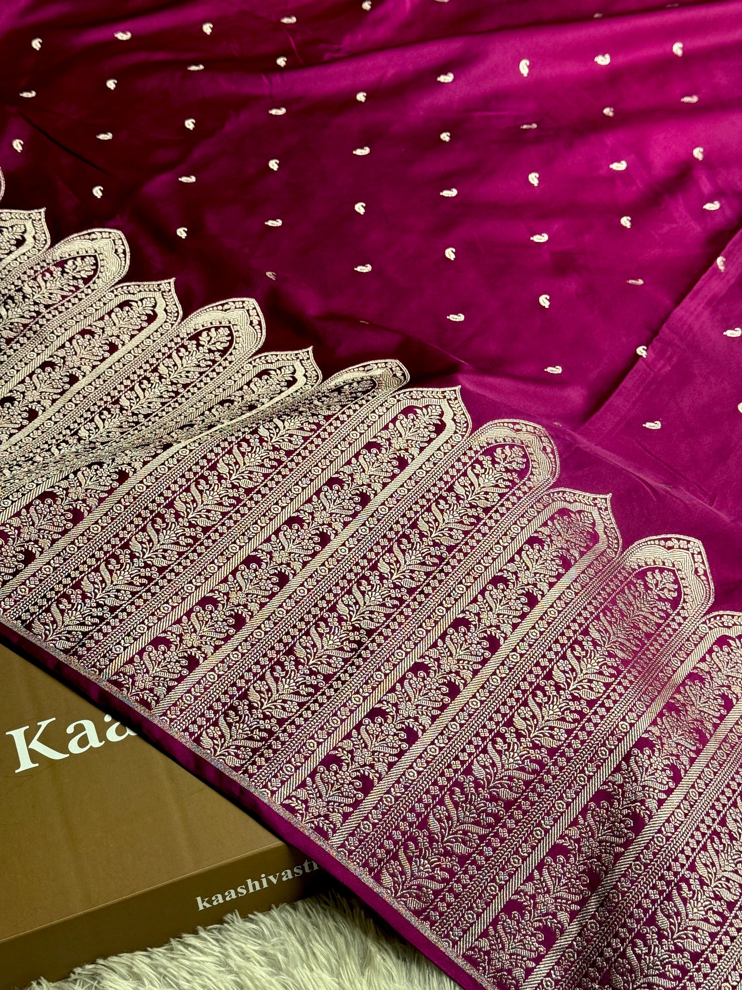 Dark Purple color premium Banarasi Mashru katan silk saree MK189