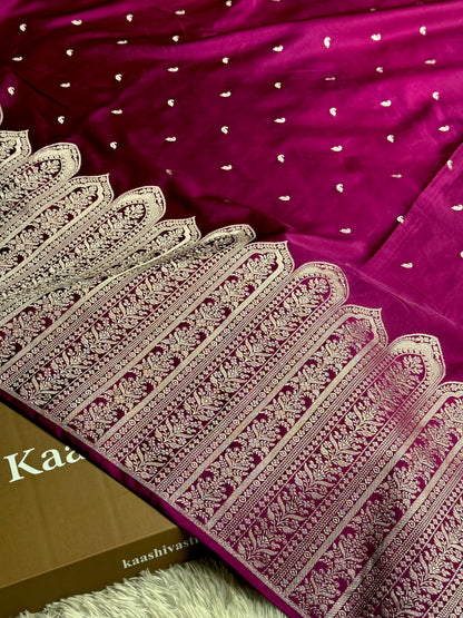 Dark Purple color premium Banarasi Mashru katan silk saree MK189