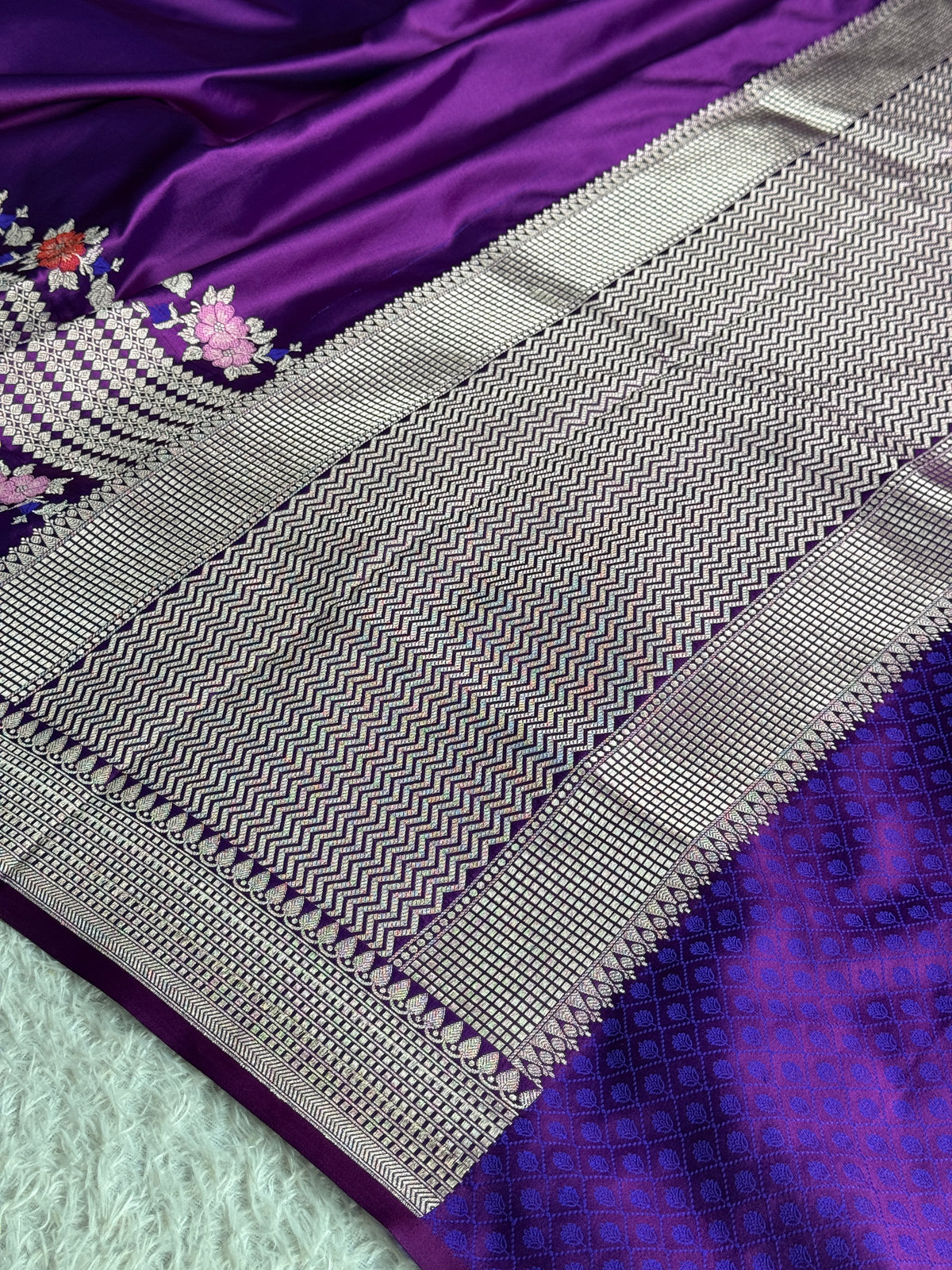 Purple colour premium Banarasi tilfi Mashru katan silk saree MK332
