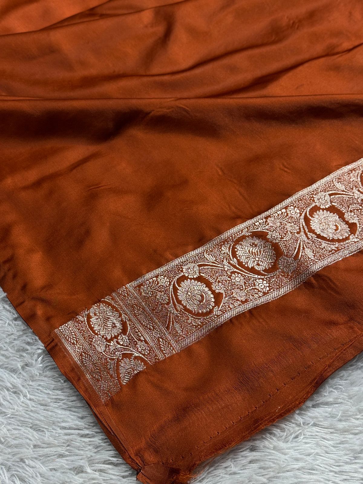 Brown color premium Banarasi Mashru katan silk saree MK238