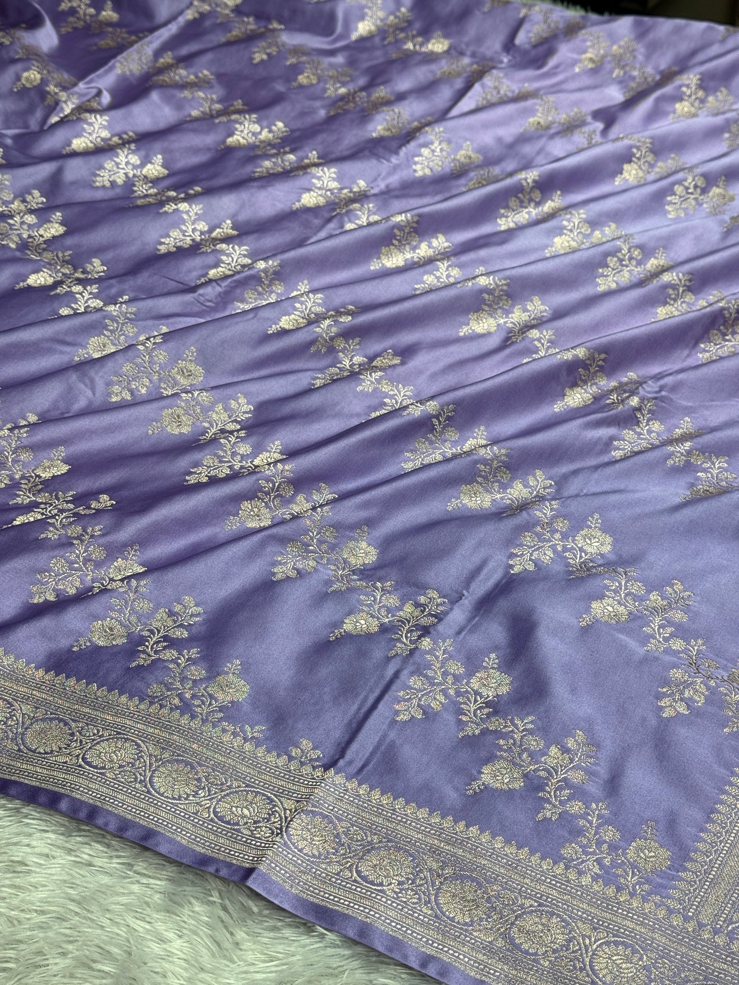 Lavender color premium Banarasi Mashru katan silk saree MK241