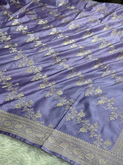 Lavender color premium Banarasi Mashru katan silk saree MK241
