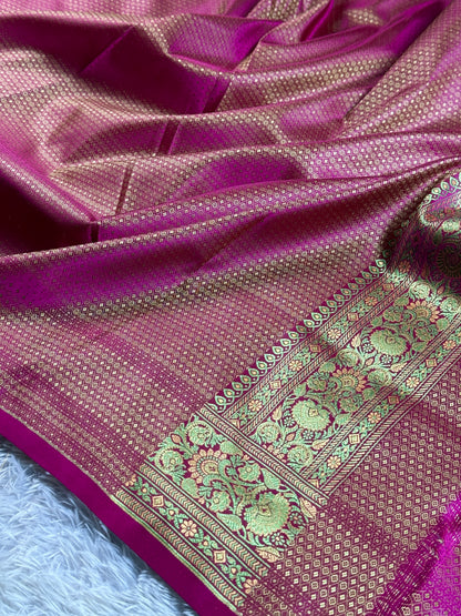 Pista color premium Banarasi katan jamawar tanchui silk saree JKT101