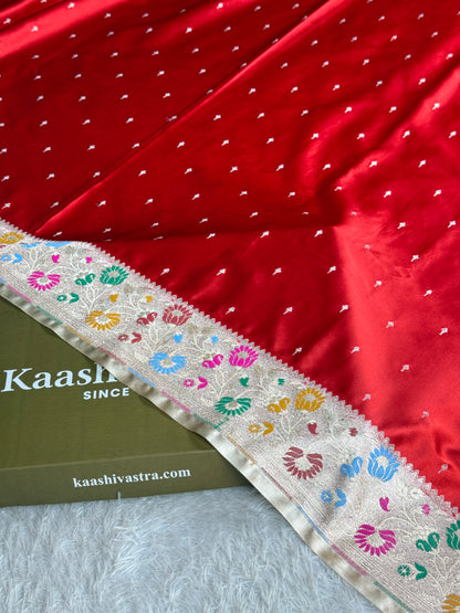 Red and cream colour premium Banarasi Paithni Mashru katan silk saree MK264