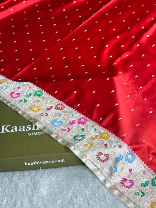 Red and cream colour premium Banarasi Paithni Mashru katan silk saree MK264