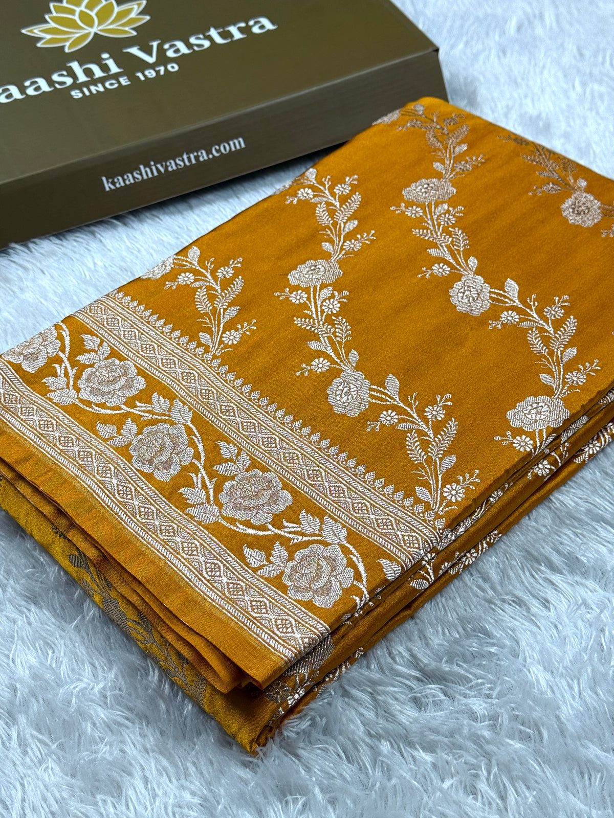 Mustard color premium Banarasi Mashru katan silk saree MK242