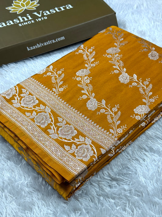 Mustard color premium Banarasi Mashru katan silk saree MK242