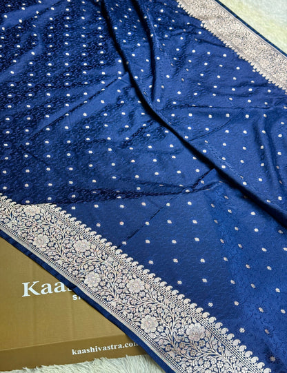 Navy colour Premium Banarasi tanchui Mashru katan silk saree MK261