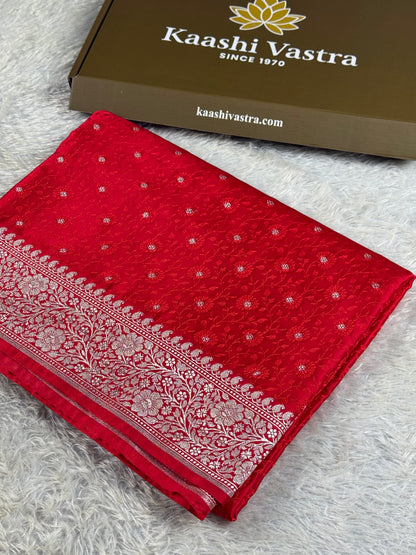 Chilli red premium Banarasi tanchui Mashru katan silk saree MK261