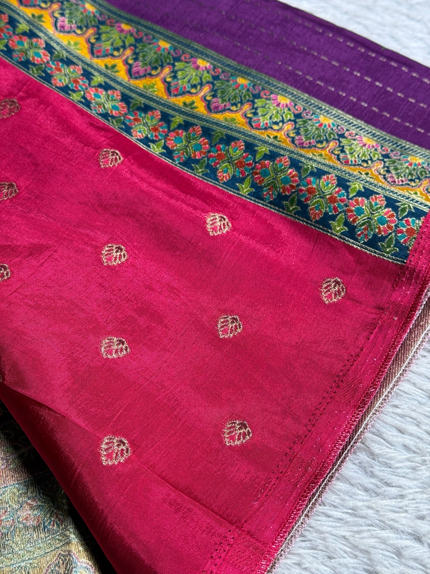 Purple color premium Banarasi pure soft satin pashmina silk saree PN101