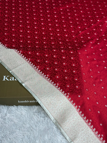 Maroon with off white colour premium Banarasi Mashru katan silk saree MK248