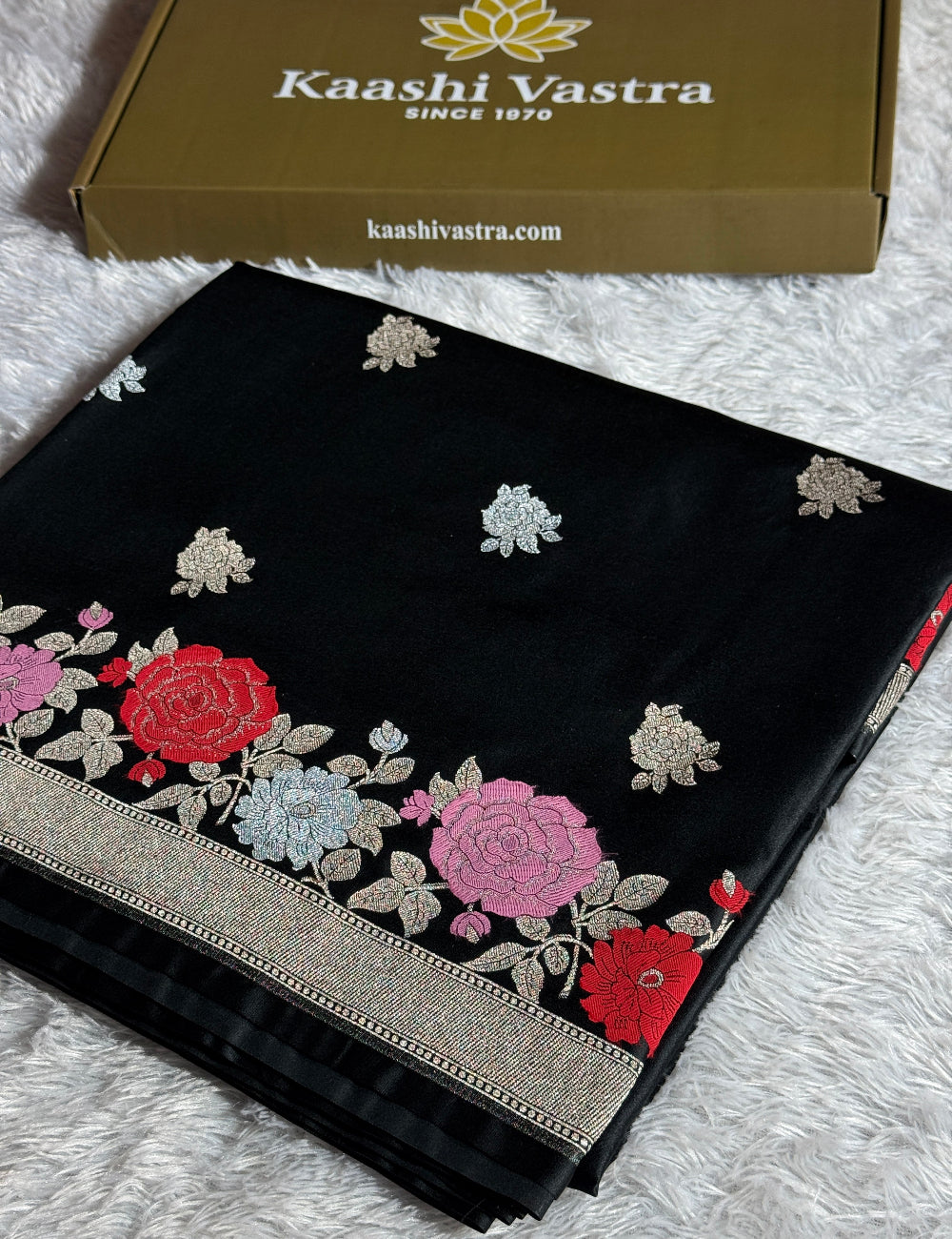 Black colour premium tilfi Mashru katan silk saree MK217