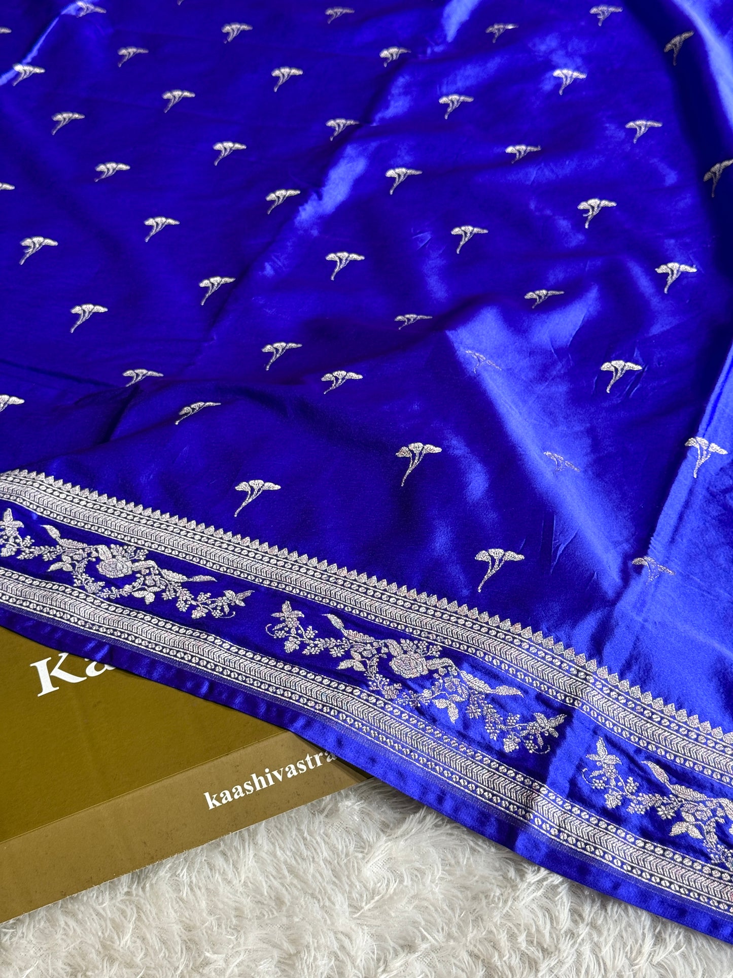 Royal blue premium Banarasi Mashru katan silk saree MK225