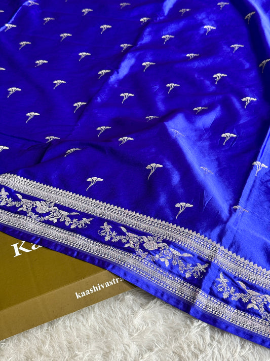 Royal blue premium Banarasi Mashru katan silk saree MK225