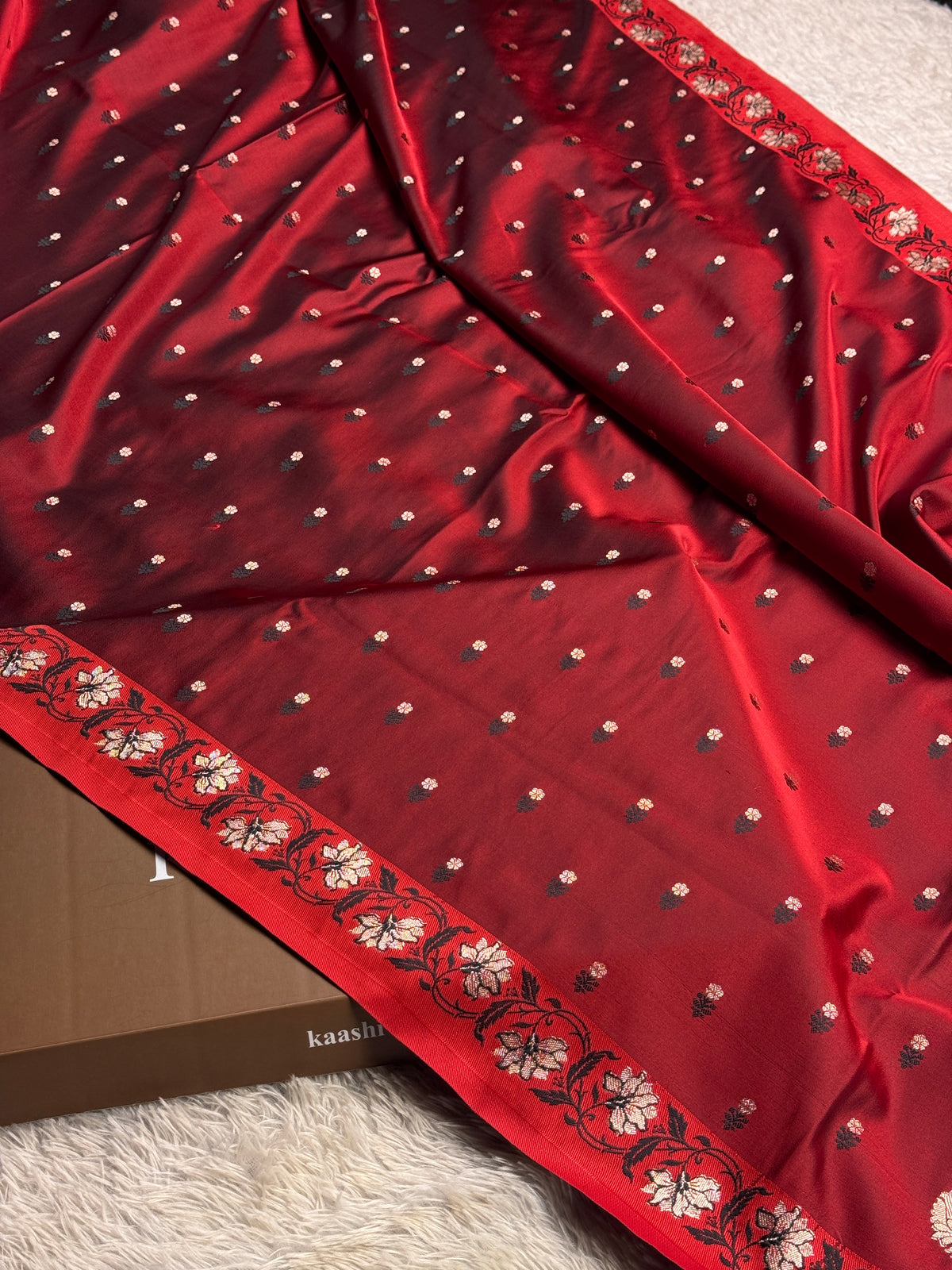 Maroon colour premium Banarasi Mashru katan silk saree MK235