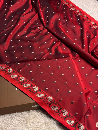 Maroon colour premium Banarasi Mashru katan silk saree MK235