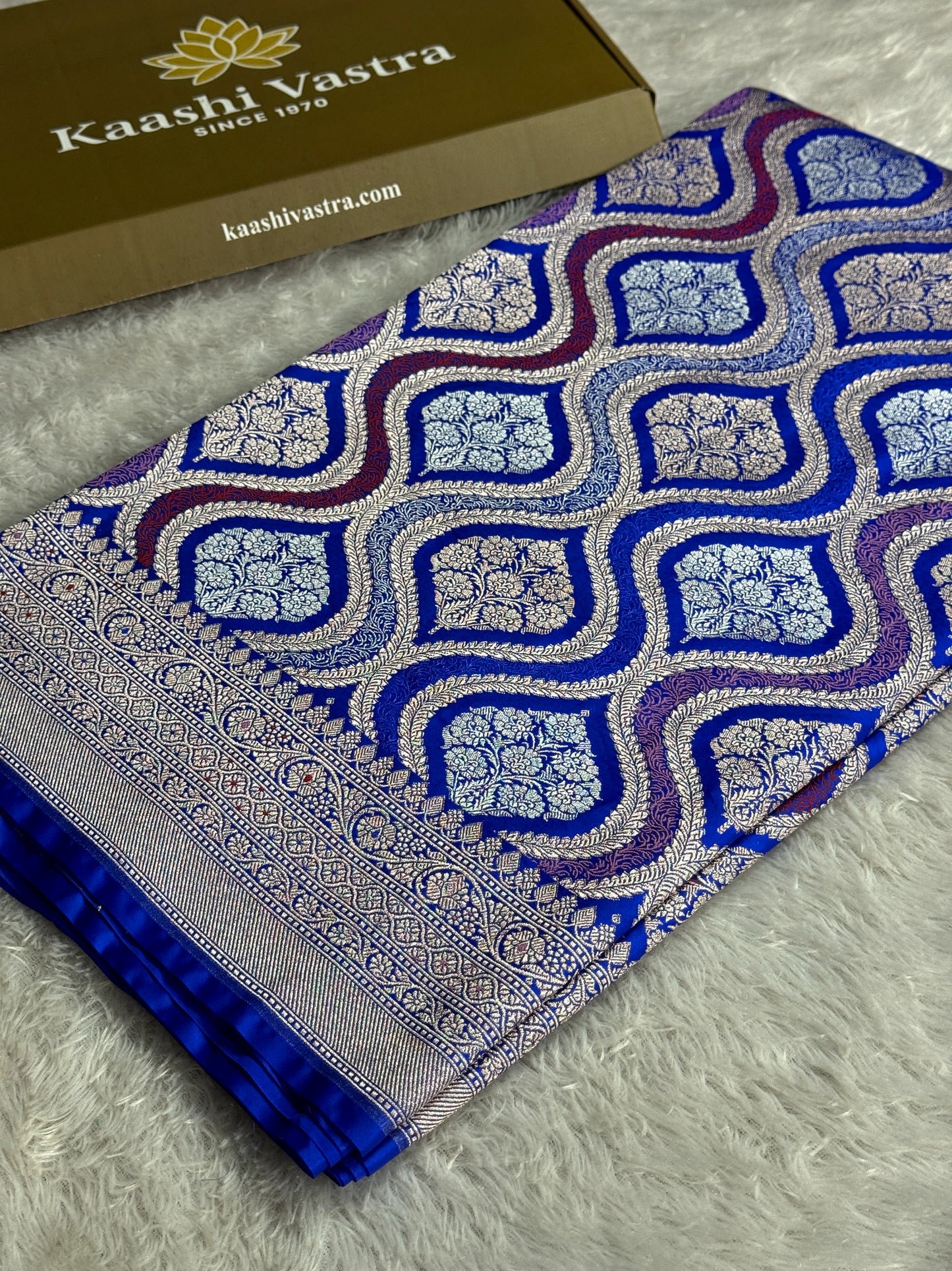 Royal blue premium Banarasi Mashru katan silk saree MK206