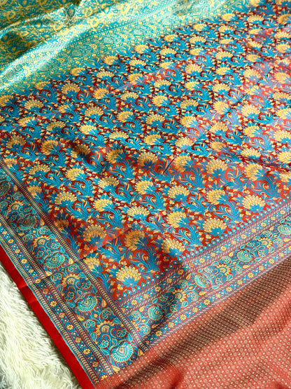 Sea blue premium Banarasi jamawar tanchui katan silk saree JKT101