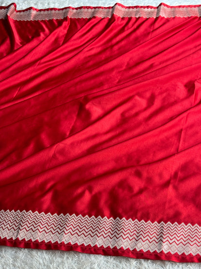 Red colour premium Banarasi Mashru katan silk saree MK338