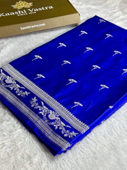 Royal blue premium Banarasi Mashru katan silk saree MK225