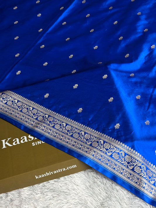 Royal blue colour premium banarasi mashru Katan silk saree MK271