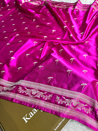 Rani pink premium Banarasi Mashru katan silk saree MK225
