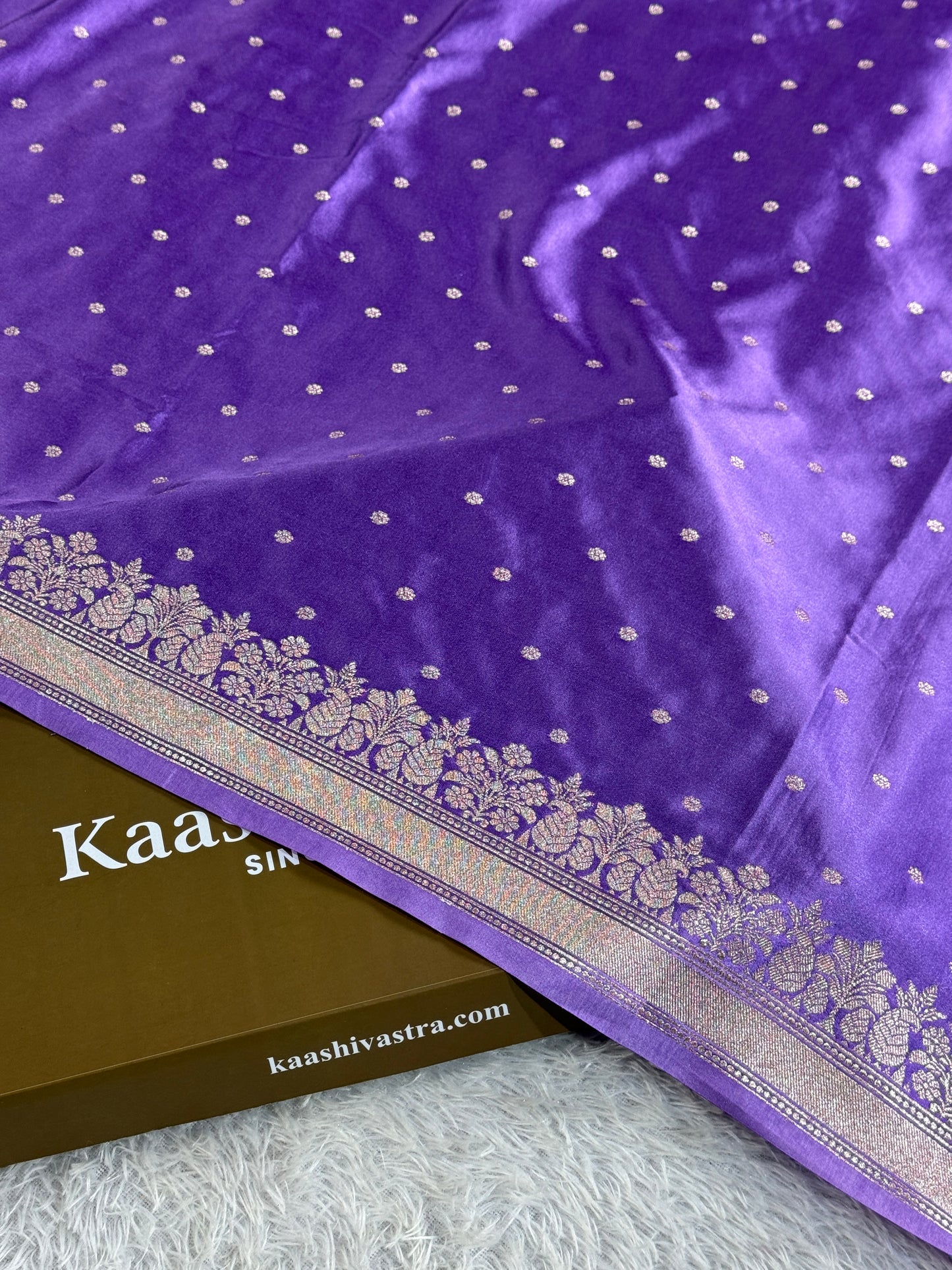 Lavender color premium Banarasi Mashru katan silk saree MK233