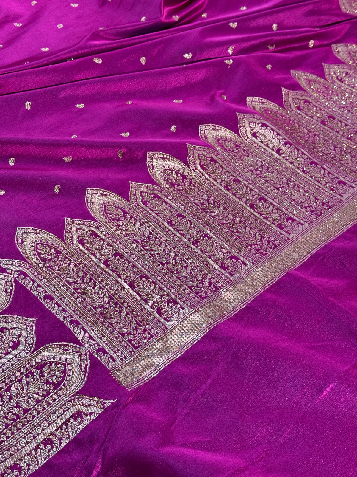 Bridal Majanta colour premium Banarasi Mashru katan silk saree MK268