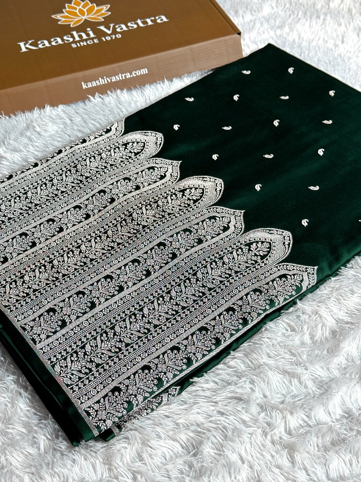 Bottle green premium Banarasi Mashru katan silk saree MK189