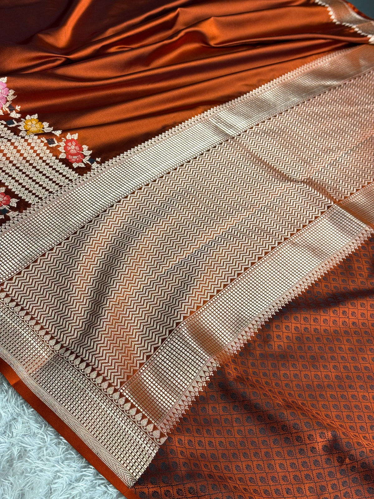 Dark mustard colour premium Banarasi Mashru katan silk saree MK332