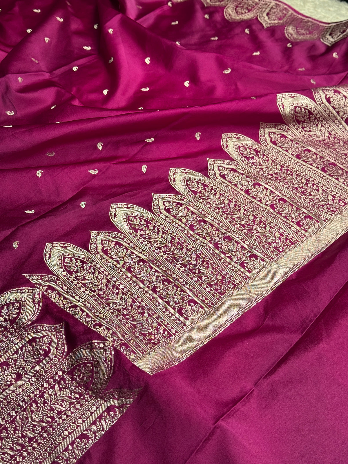 Dark Purple color premium Banarasi Mashru katan silk saree MK189