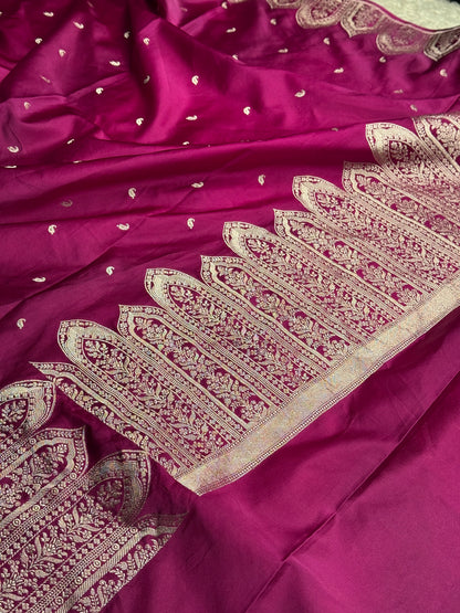Dark Purple color premium Banarasi Mashru katan silk saree MK189